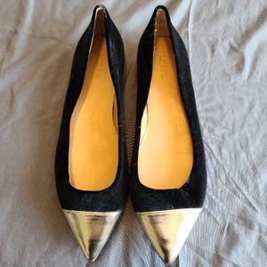 J. Crew Velvet and Gold Flats